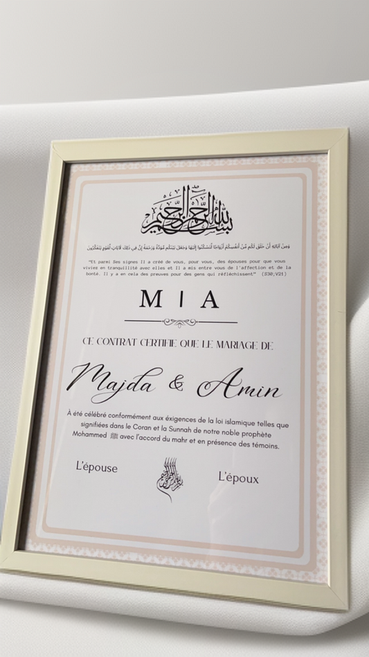 Certificat de mariage